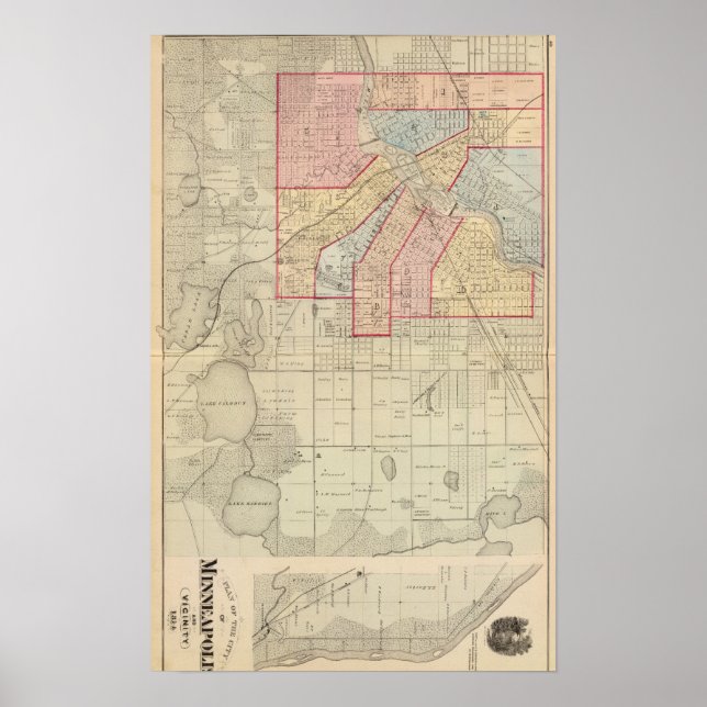 Póster Plan of the City of Minneapolis and Vicinity (Frente)