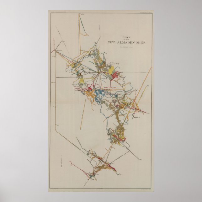Póster Plan of the New Almaden Mine (Frente)