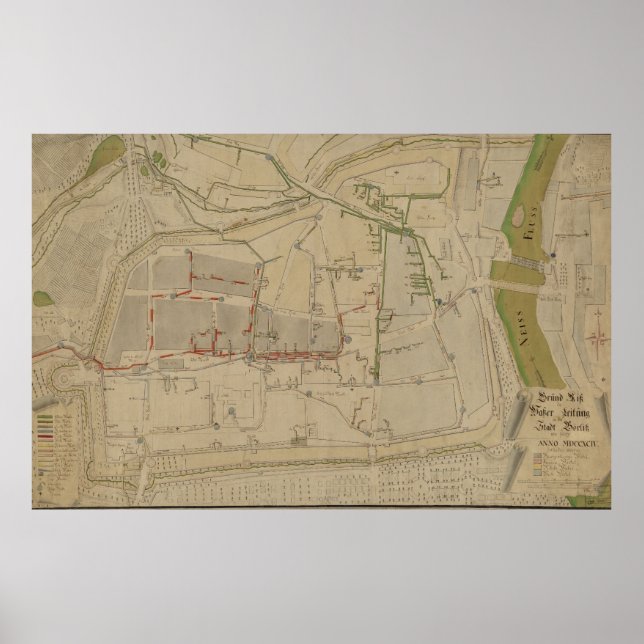 Póster Plan of the Water Supply System in Görlitz, 1794 (Frente)