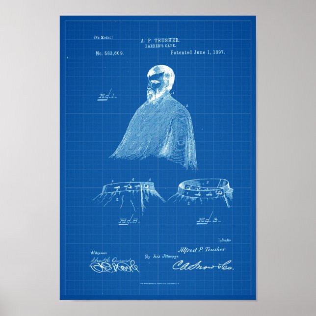 Póster Plan Poster de Patentes Antiguas de Barber (Frente)