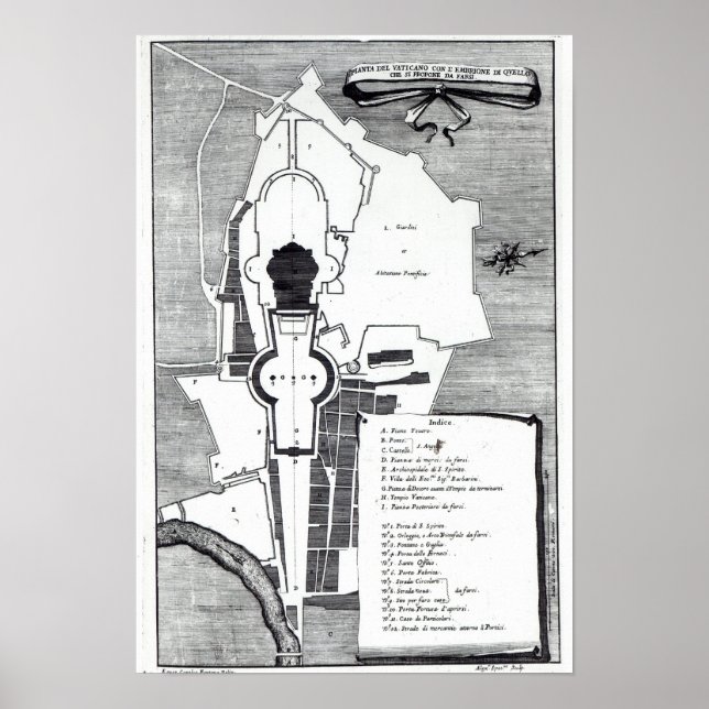 Póster Plan terrestre del Vaticano, Roma (Frente)