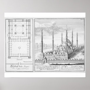 Póster Plan y vista de la mezquita azul (1609-16),