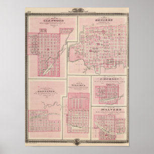 Póster Planes de Glenwood, Denison, Hastings