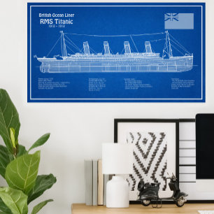 Póster Planes de plan del buque Titanic RMS ABD