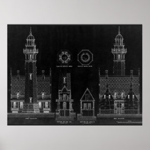 Póster Planes del faro de Chalkboard