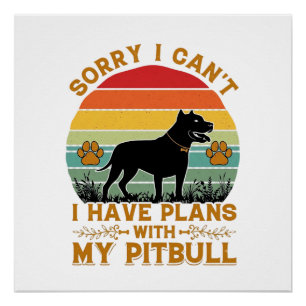 Póster Planes para perros Pitbull Atardecer Retro_1