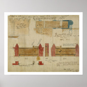 Póster Planes y elevaciones para la Casa Roja, Bexley Hea