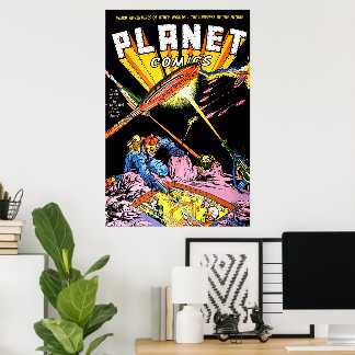 Póster Planet Comics Ataque Láser Ciencia Ficción Cómics