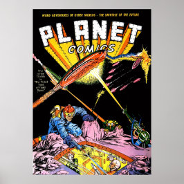 Póster Planet Comics Laser Attack Sci Fi Vintage Comics