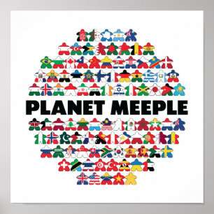 Póster Planet Meeple, Poster de texto negro
