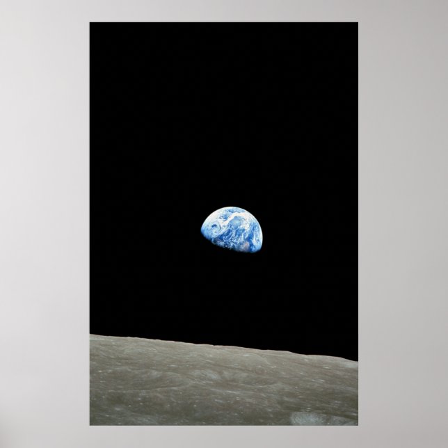 Póster planeta azul del espacio lunar (Frente)