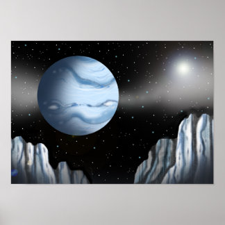 Póster Planeta azul sobre una pared de hielo.