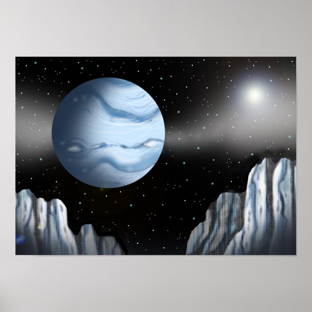 Póster Planeta azul sobre una pared de hielo. (Frente)