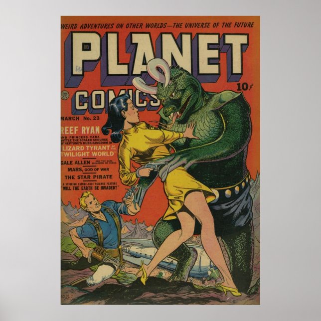 Póster Planeta cómico 23 ciencia ficción vintage (Frente)