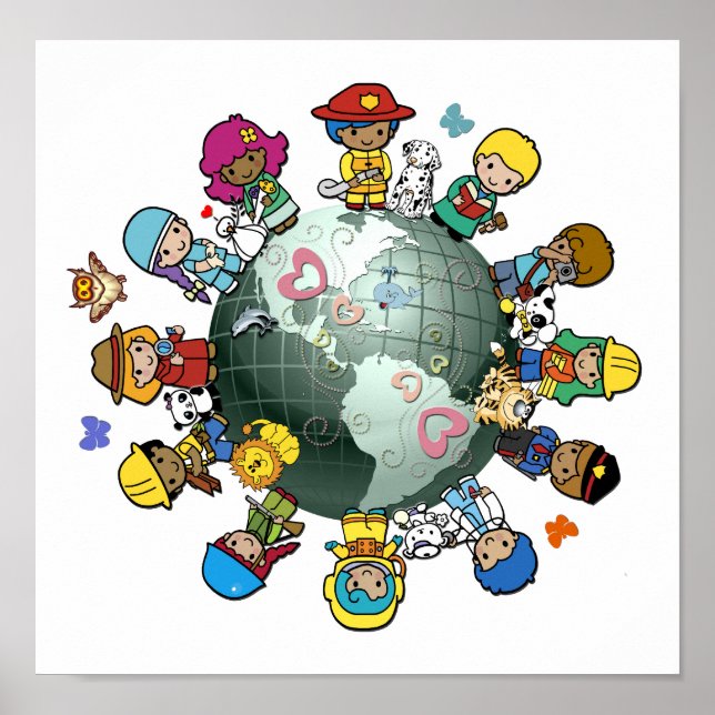 Póster Planeta de amor Tierra: Únete por la paz (Frente)