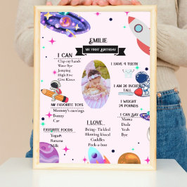 Póster Planeta de cohete astronauta e hito en el espacio 