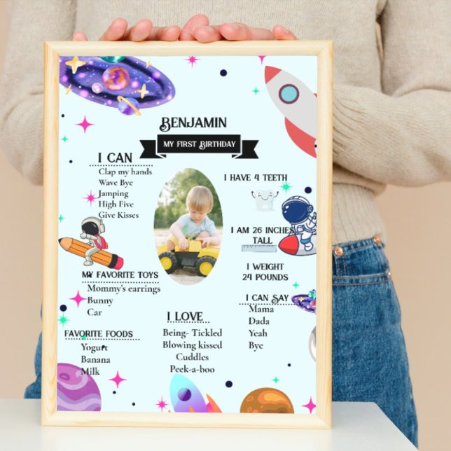 Póster Planeta de cohete astronauta e hito en el espacio  (Subido por el creador)