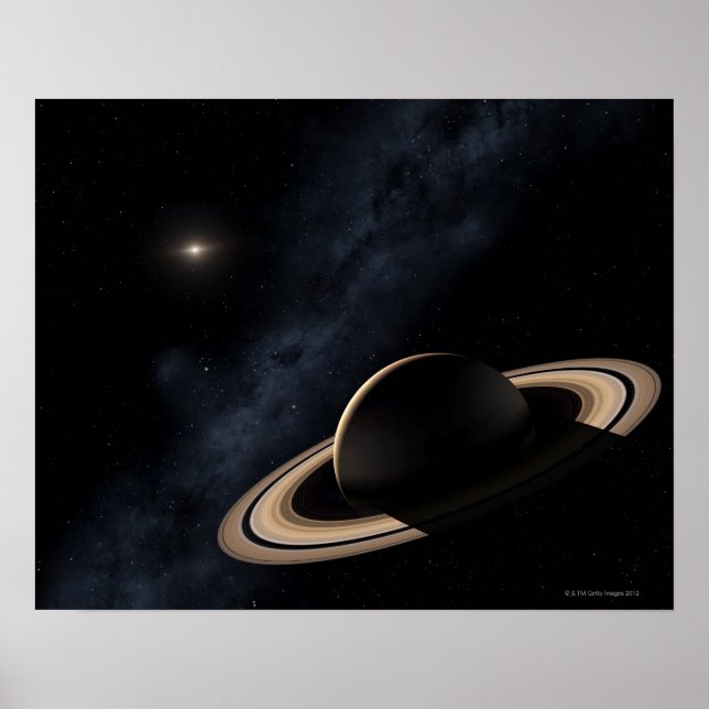 Póster Planeta de Saturno en el sistema solar, cerca (Frente)
