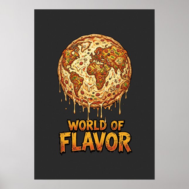 Póster Planeta de Sobrepeso de Pizza (Frente)