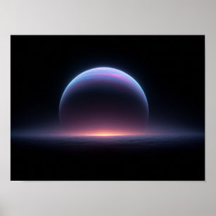 Póster Planeta Gigante de Gas Azul Brillante Elevándose S