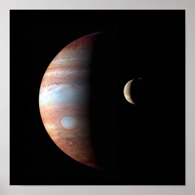 Póster Planeta gigante del gas Júpiter y luna galileña Io (Frente)
