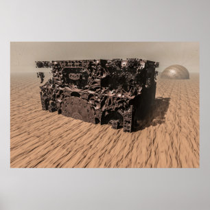 Póster Planeta Mars. Tormenta de polvo.