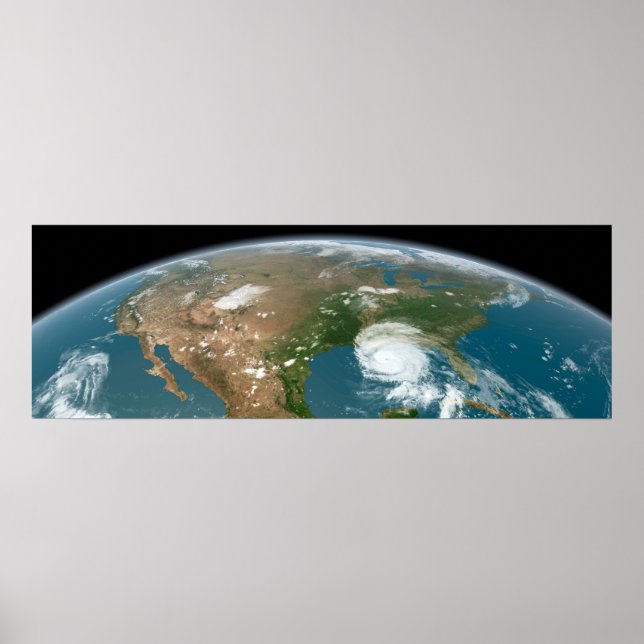 Póster Planeta Panorámico Tierra Y Estados Unidos. (Frente)