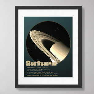 Póster Planeta Saturno con anillos y hechos poster niños