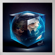 Planeta Tierra en forma de cubo - IA