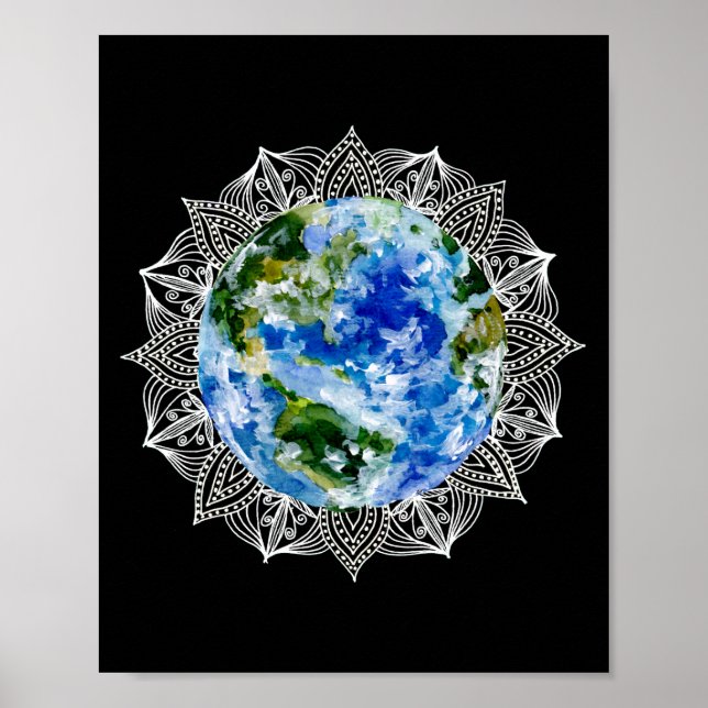 Póster Planeta Tierra Mandala (Frente)
