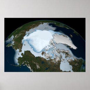 Póster Planeta Tierra Que Muestra La Cobertura Del Hielo