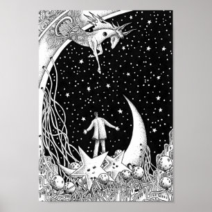 Póster Planetario brillando en el cielo