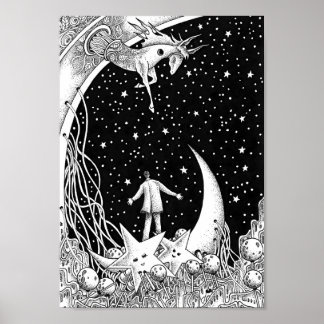 Póster Planetario brillando en el cielo