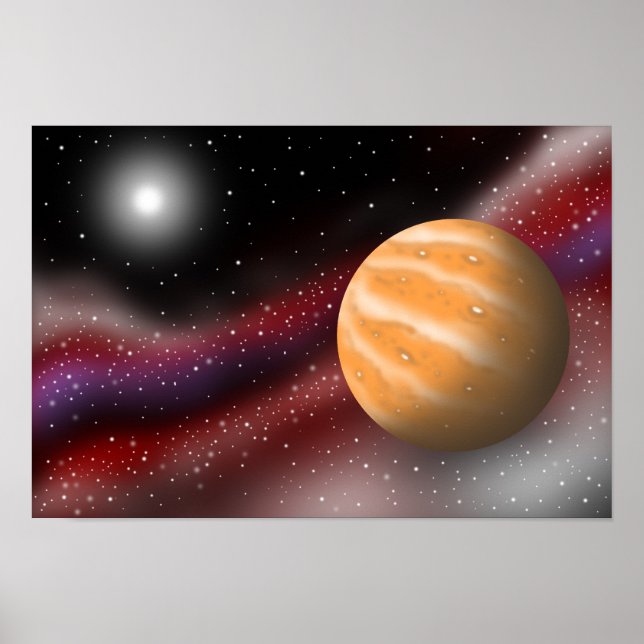Póster Planetas ámbar flotando en la galaxia. (Frente)