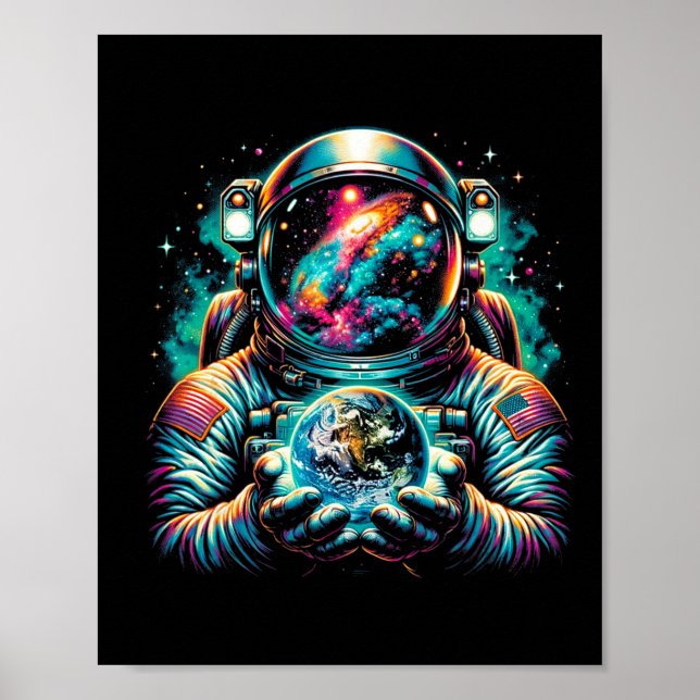 Póster Planetas astronautas astronautas espacio científic (Frente)