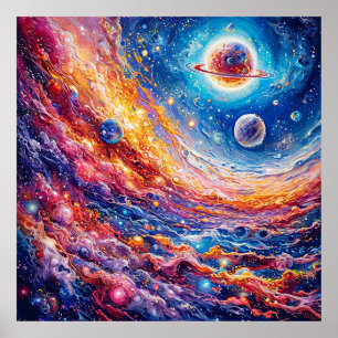 Póster Planetas de la luna galaxia