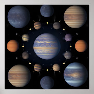 Póster Planetas del Sistema Solar Astronomía Galaxia Cien