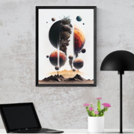 Póster Planetas Desmoronándose En Agujero Negro