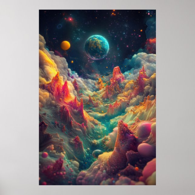 Póster Planetas psicodélicos de un paisaje ajeno (Frente)