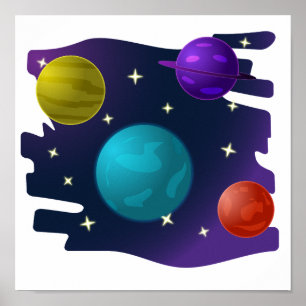 Póster Planetas retro