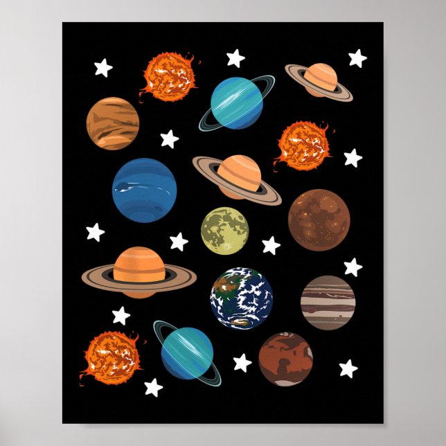 Póster Planetas Stars Moon Solar System Costume Halloween (Frente)