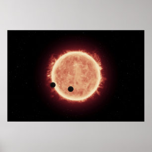 Póster Planetas Transitando Estrella De Enano Rojo En Tra