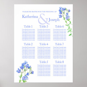 Póster Planificador de Asientos de Boda Azul Speedwell 1-
