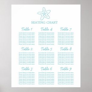 Póster Planificador de asientos de boda de estrella de ma