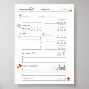 Póster Planificador de autocuidado para mamás ocupadas Co