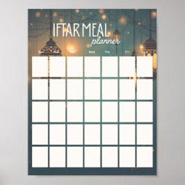 Póster Planificador de comidas de Iftar de Ramadán (impri