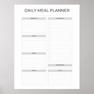 Póster Planificador de Comidas Diarias   Simple Minimalis