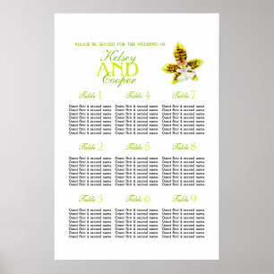 Póster Planificador de mesa de asientos de boda de verde