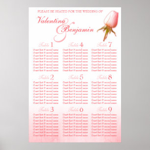 Póster Planificador de mesa de Boda de bud rosa rosa 1-9