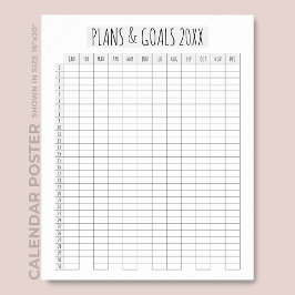 Póster Planificador de planes y objetivos de calendario a